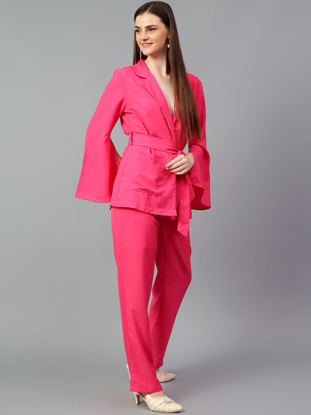 Kotty Pink Tie-Up Blazer & Trousers