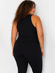 Kotty Women's Jet Black Round Neck Sleeveless Top | Basic Casual Top