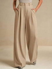 Kotty Women High-Rise  Wide-Leg Pleated Korean Pants Trousers