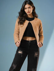 Kotty Women Solid Front-Open Sweatshirt