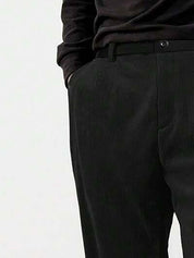 Kotty Men Solid Relaxed Straight Fit High-Rise Flat-Front Regular Trousers