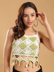 Kotty Women Embellished Cotton Crop Top