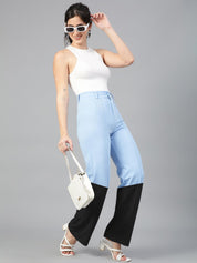 Kotty Women Colourblocked High-Rise Pleated Regular Trousers