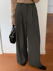 Kotty Women Relaxed Straight Leg Loose Fit High-Rise Corduroy Trousers