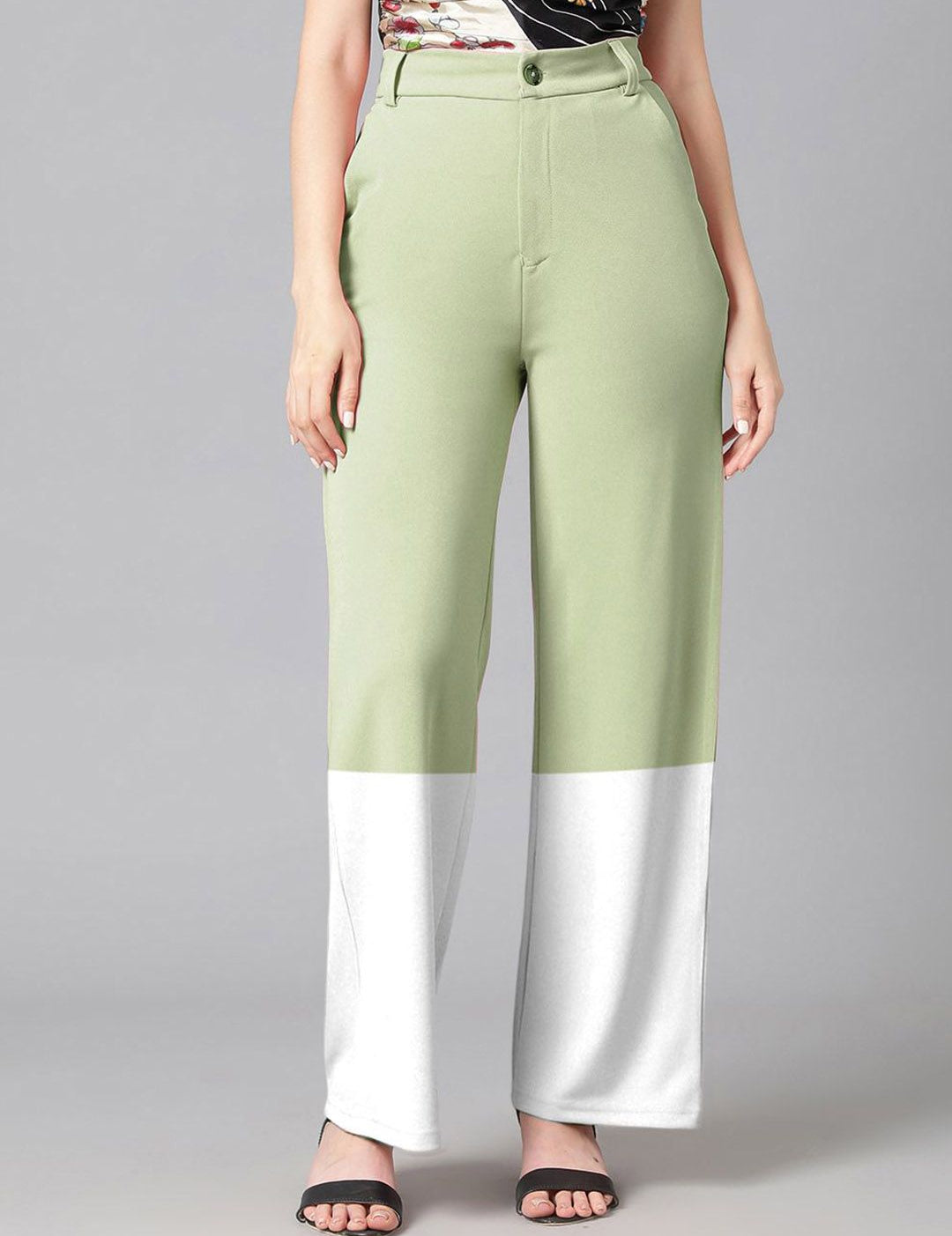 Kotty Women Colourblocked High-Rise Pleated Regular Trousers