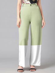 Kotty Women Colourblocked High-Rise Pleated Regular Trousers