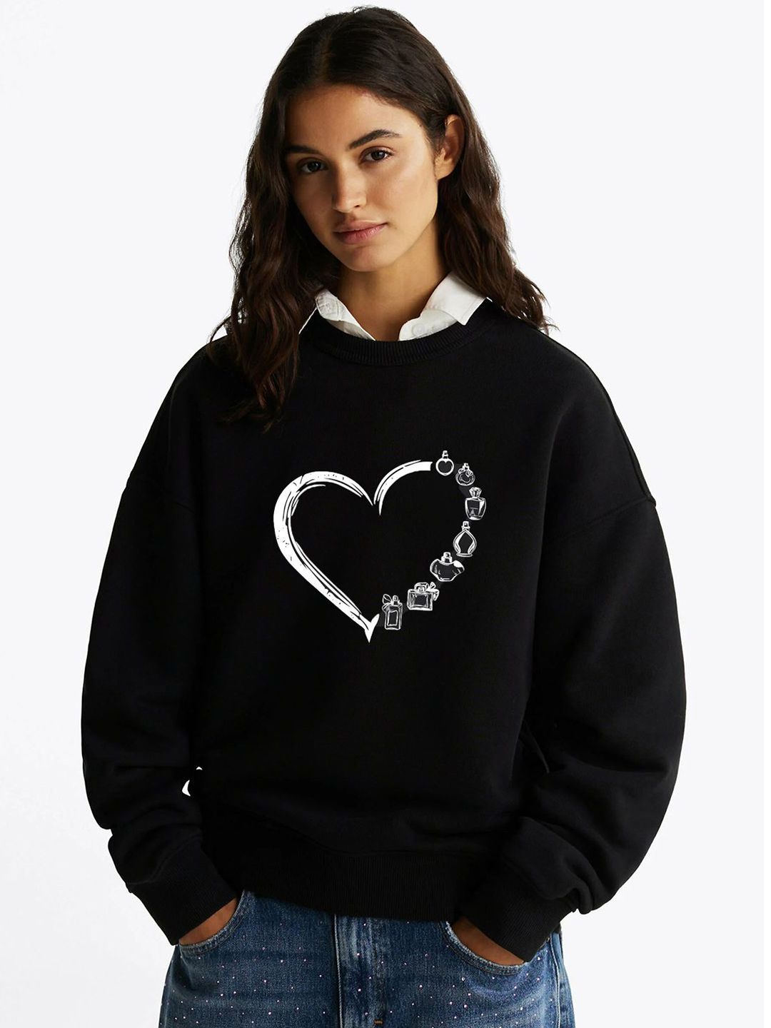 Kotty Women Graphic Printed Round Neck Therma-Fit Sweatshirt