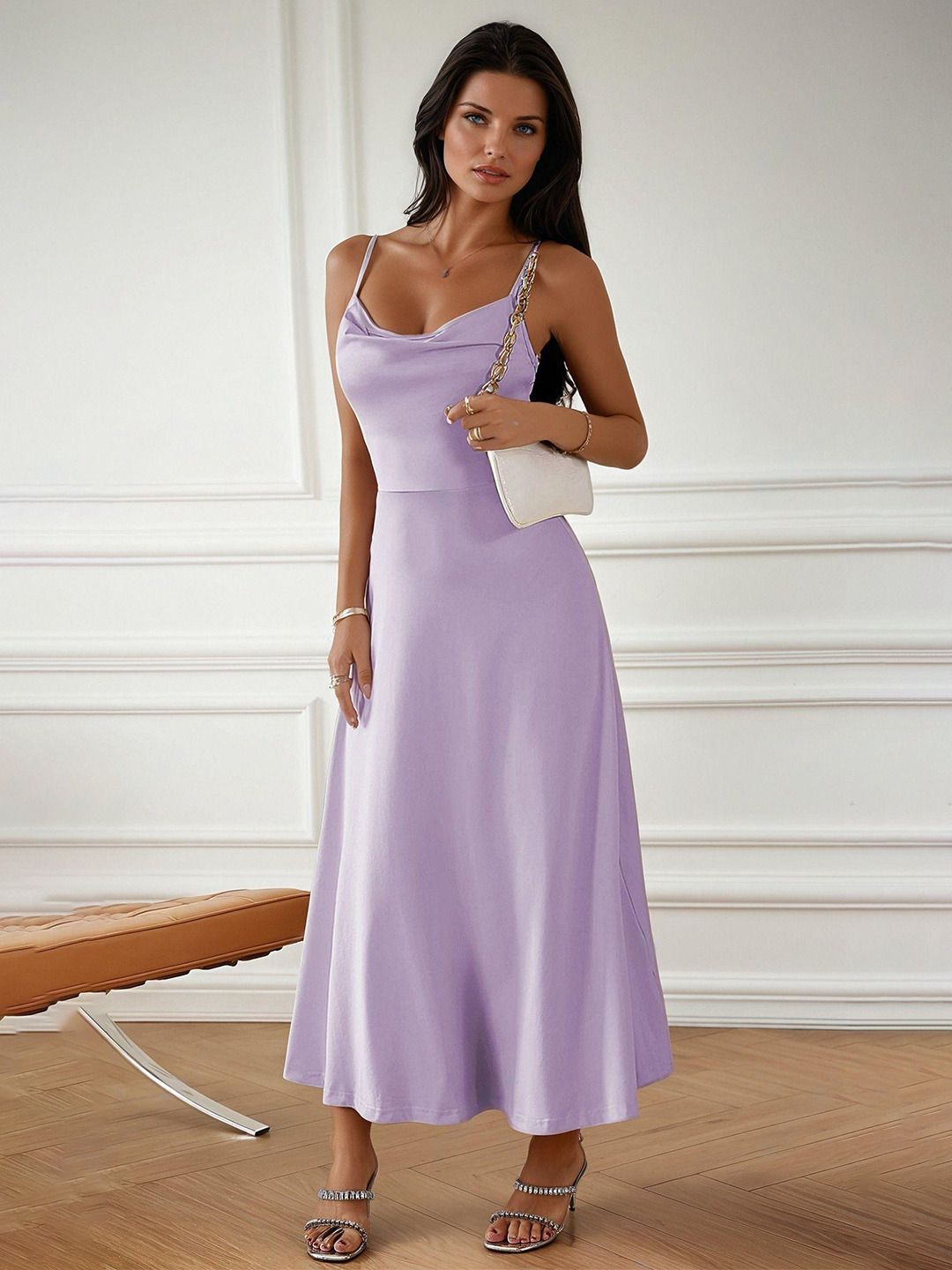 Kotty Women Solid Shoulder Straps Maxi Dress