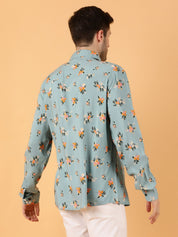 Kotty Men Relaxed Spread Collar Graphic Printed Cotton Casual Shirt