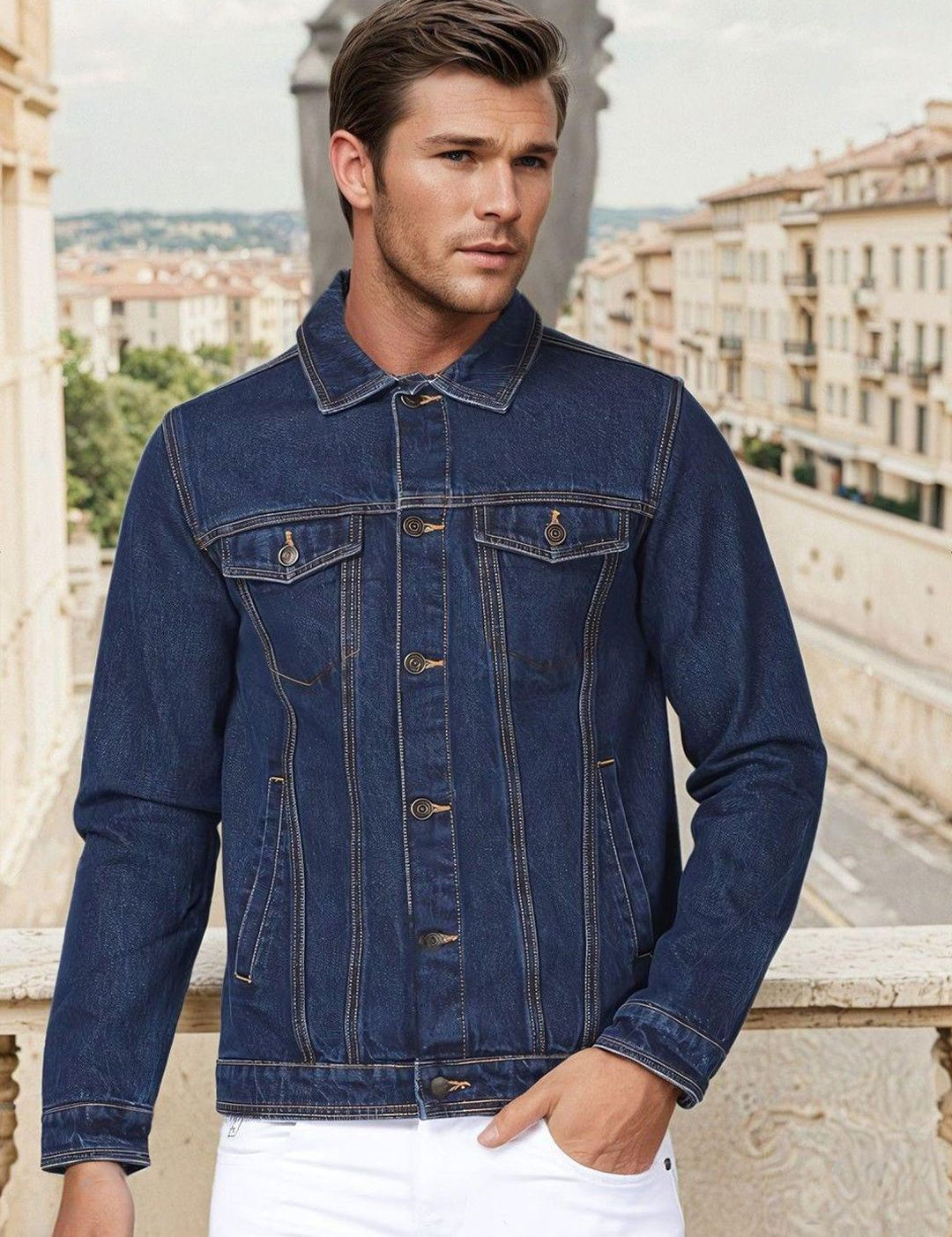 Kotty Men Solid Denim Jacket