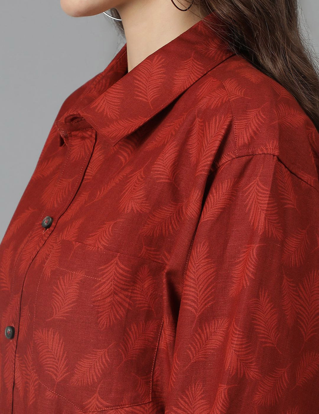 Kotty Women Spread Collar Floral Printed Cotton Oversized Casual Shirt