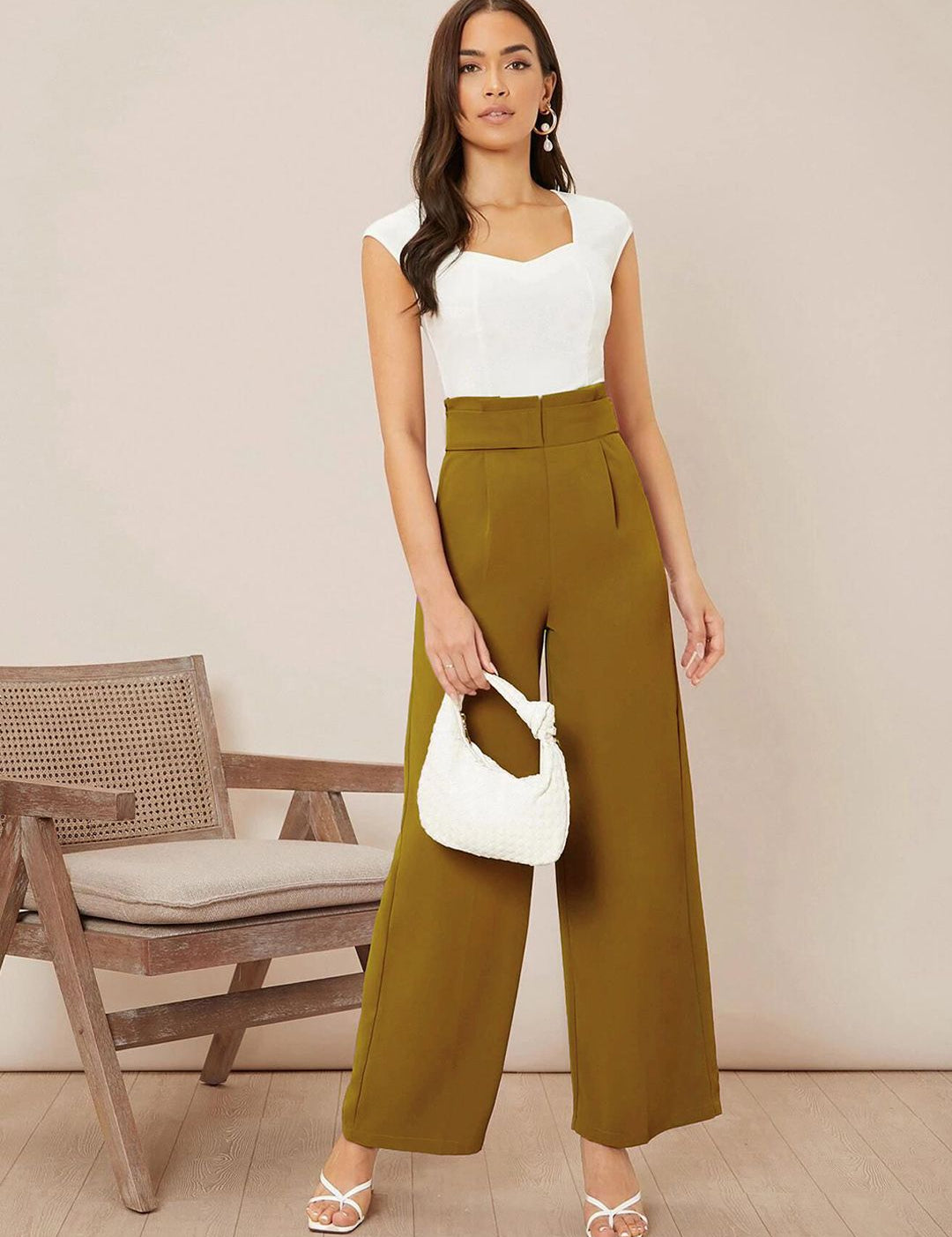 Kotty Women Wide Leg High-Rise Pleated Korean Pants Trousers