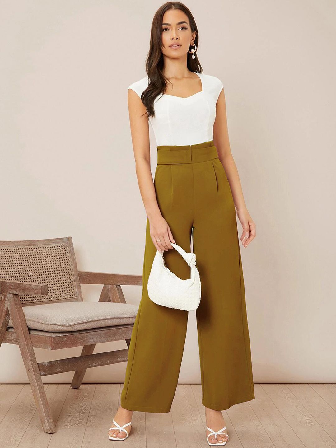 Kotty Women Wide Leg High-Rise Pleated Korean Pants Trousers