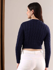 Kotty Women Cable Knit Crop Pullover