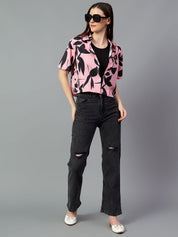 Kotty Women Comfort Spread Collar Floral Printed Crepe Oversized Casual Shirt