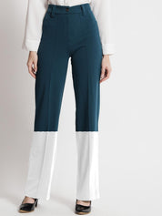 Kotty Women Colourblocked High-Rise Straight Fit Easy Wash Regular Trousers