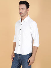 Kotty Men Relaxed Spread Collar Textured Cotton Casual Shirt