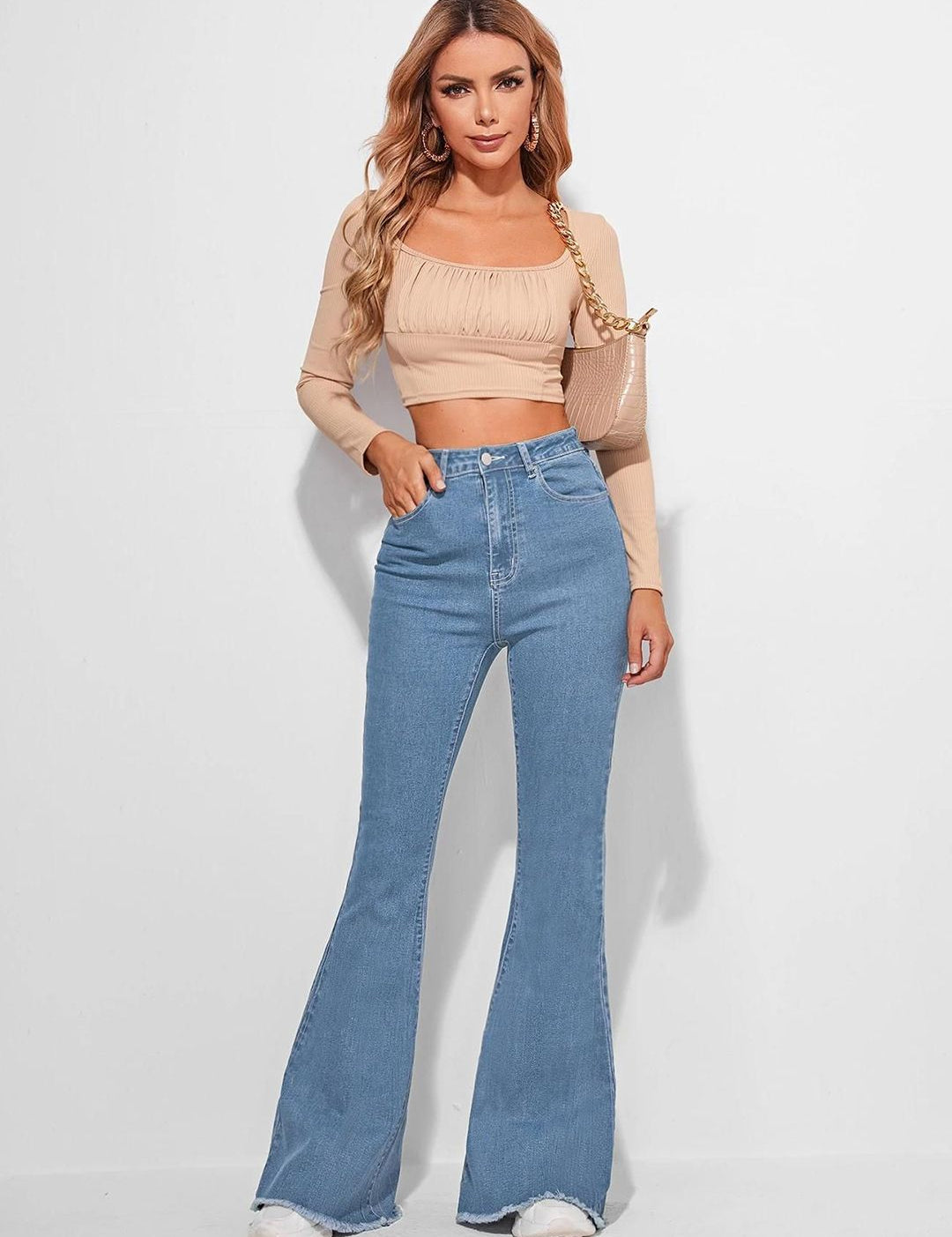 Kotty Women Cotton Bootcut High-Rise Jeans