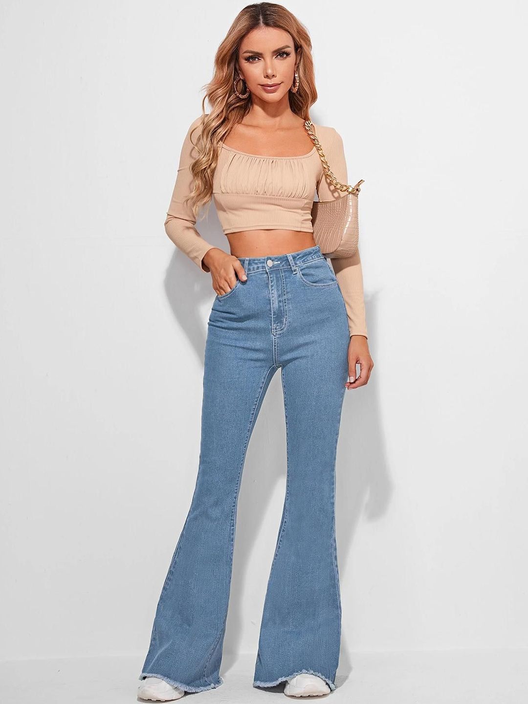 Kotty Women Cotton Bootcut High-Rise Jeans