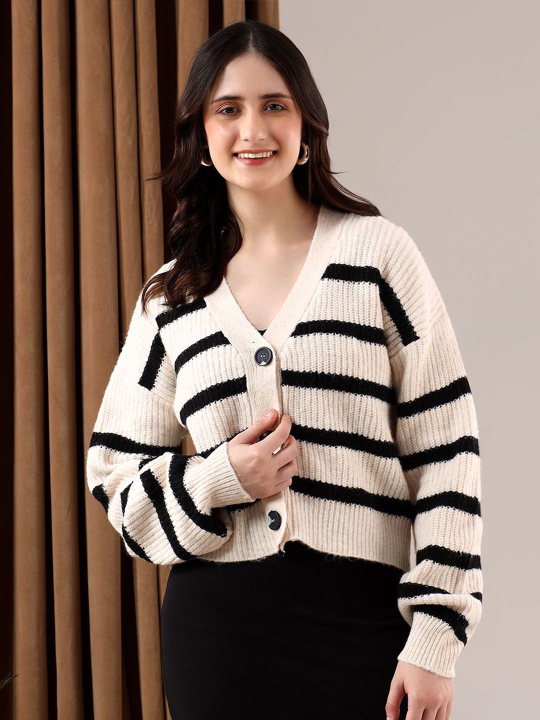 Kotty Women Striped Printed Cardigan