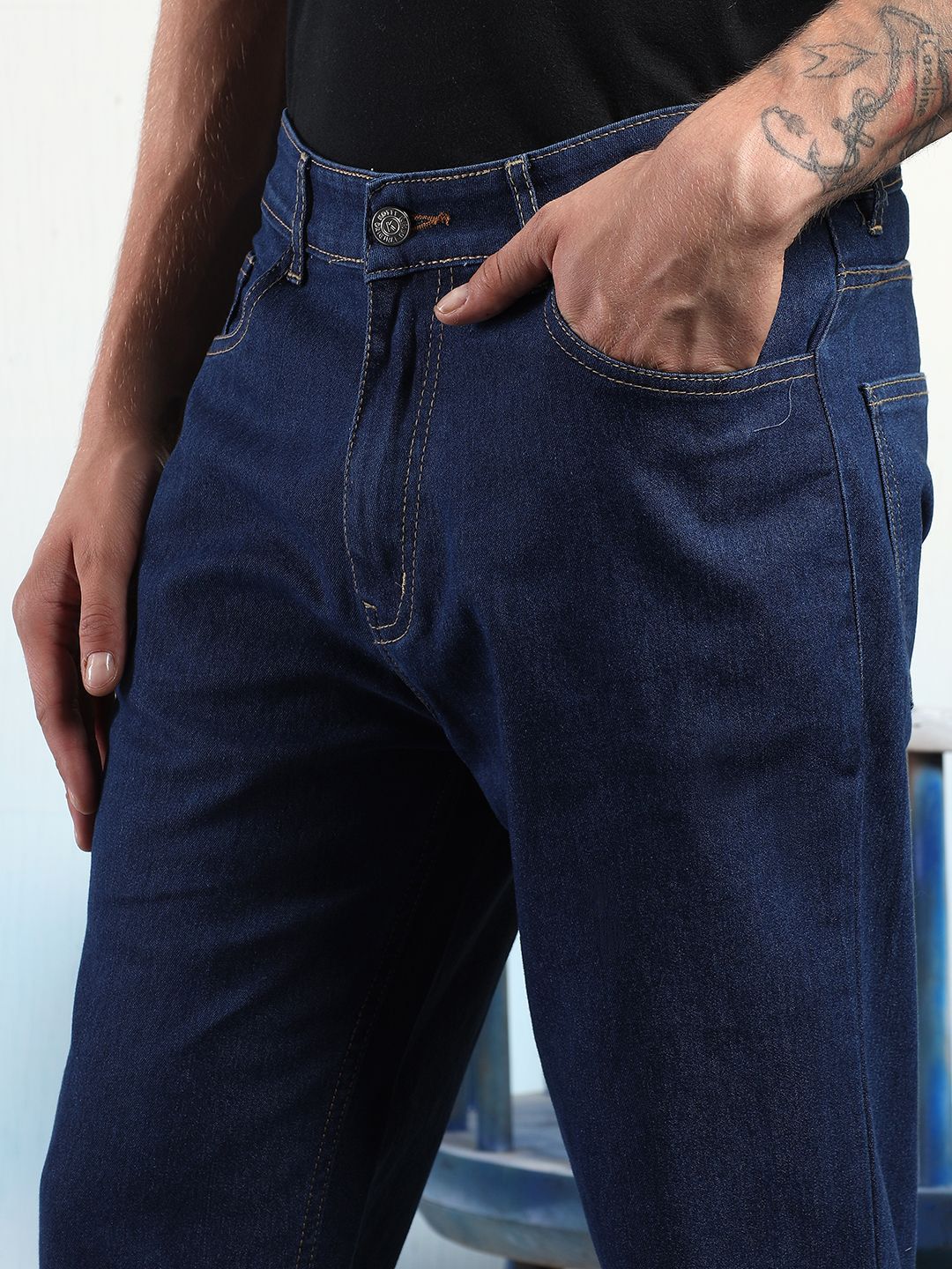 Kotty Men Straight Fit Low-Rise Stretchable Jeans