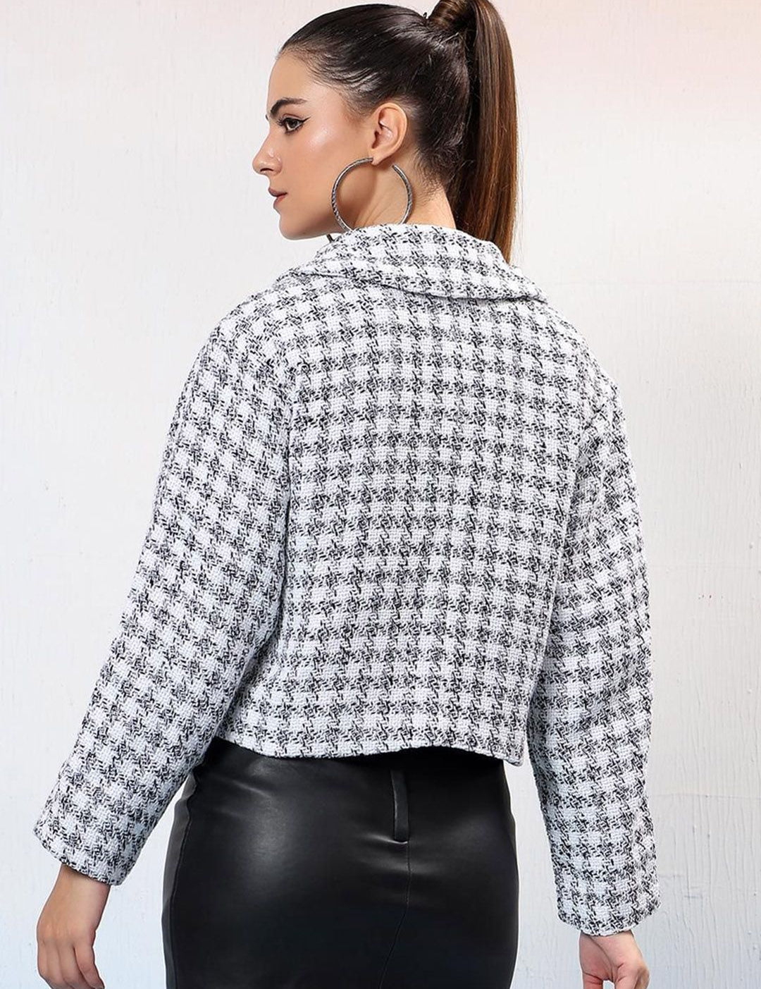 Kotty Women Checked Shawl Collar Overcoat