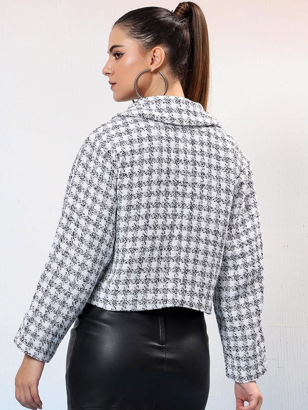 Kotty Women Checked Shawl Collar Overcoat