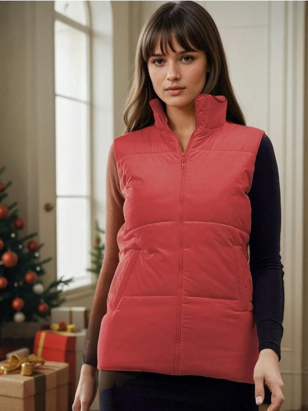 Kotty Women Stand Collar Solid Lightweight Puffer Jacket