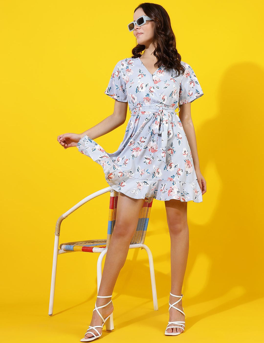 Kotty Printed Crepe Fit & Flare Mini Dress