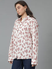 Kotty Women Spread Collar Floral Printed Cotton Oversized Casual Shirt