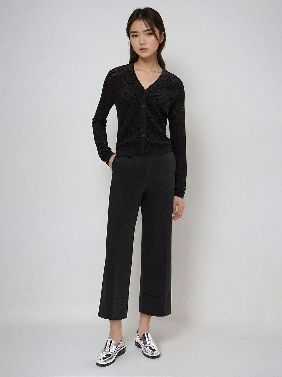 Kotty Women Self Design Cardigan