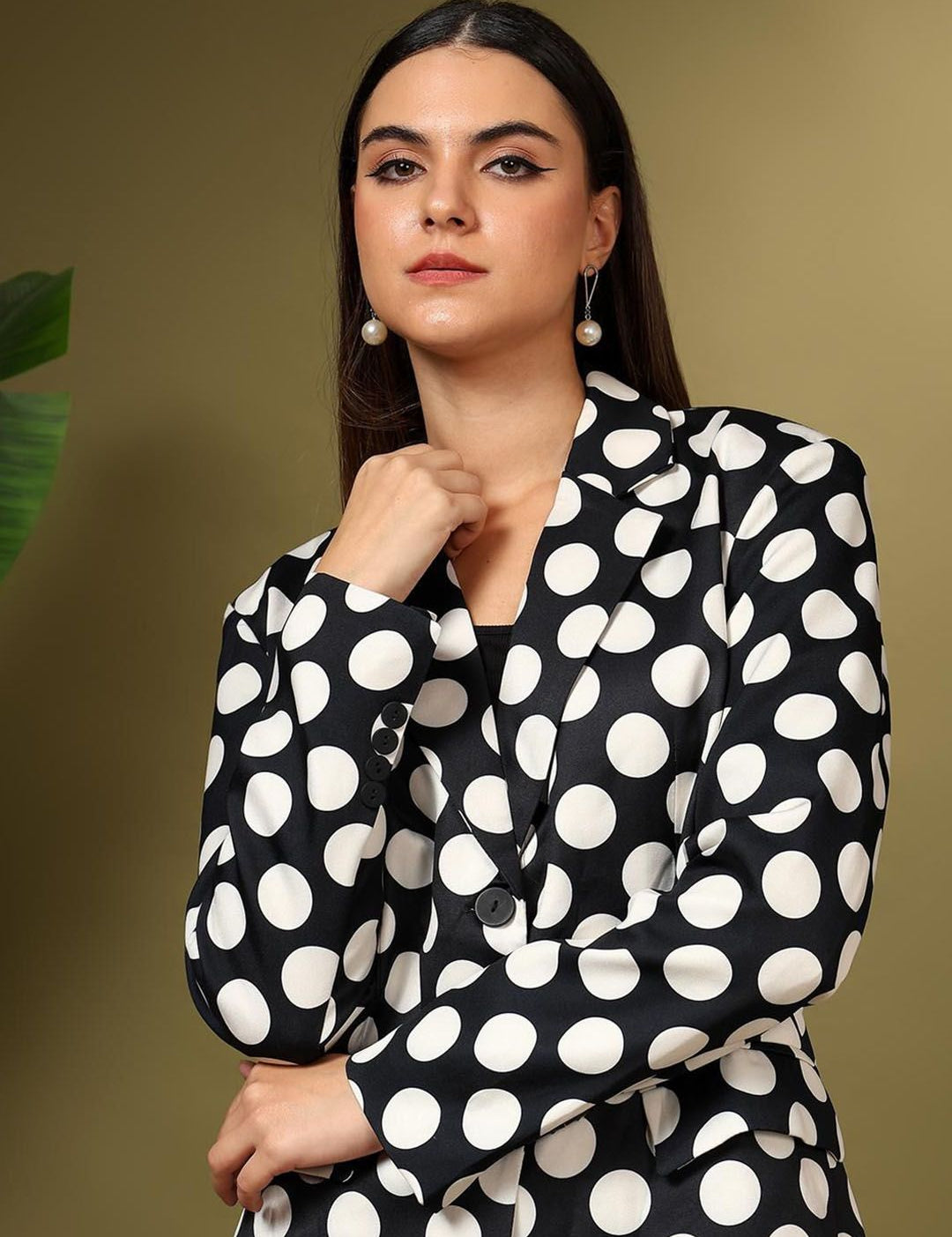 Kotty Printed Notched Lapel Single Breasted Blazer