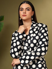 Kotty Printed Notched Lapel Single Breasted Blazer