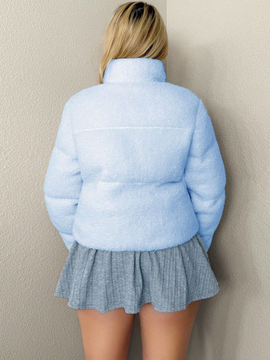 Kotty Women Stand Collar Self Design Open Front Jacket