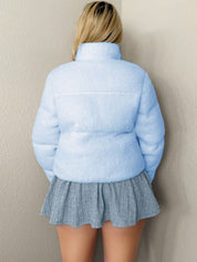 Kotty Women Stand Collar Self Design Open Front Jacket