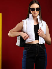 Kotty Women Crop Puffer Jacket with Patchwork