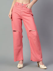 Kotty Women Bootcut High-Rise Slash Knee Stretchable Jeans