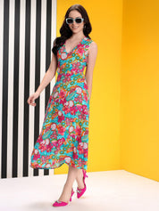 Kotty Women Printed A-Line Midi Dress