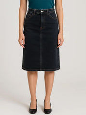 Kotty High-Rise Denim Pencil Knee-Length Skirt