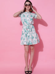 Kotty Women Floral Printed Puff Sleeve Fit & Flare  Dress