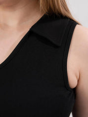 Kotty Women's Jet Black V-Neck Sleeveless Top | Chic Casual Top
