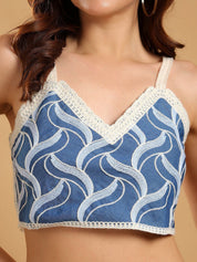 Kotty Women Embellished V-Neck Cotton Crop Top