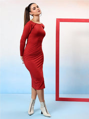 Kotty Boat Neck Bodycon Midi Dress