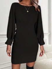 Kotty Solid Bishop Sleeves Sheath Dress