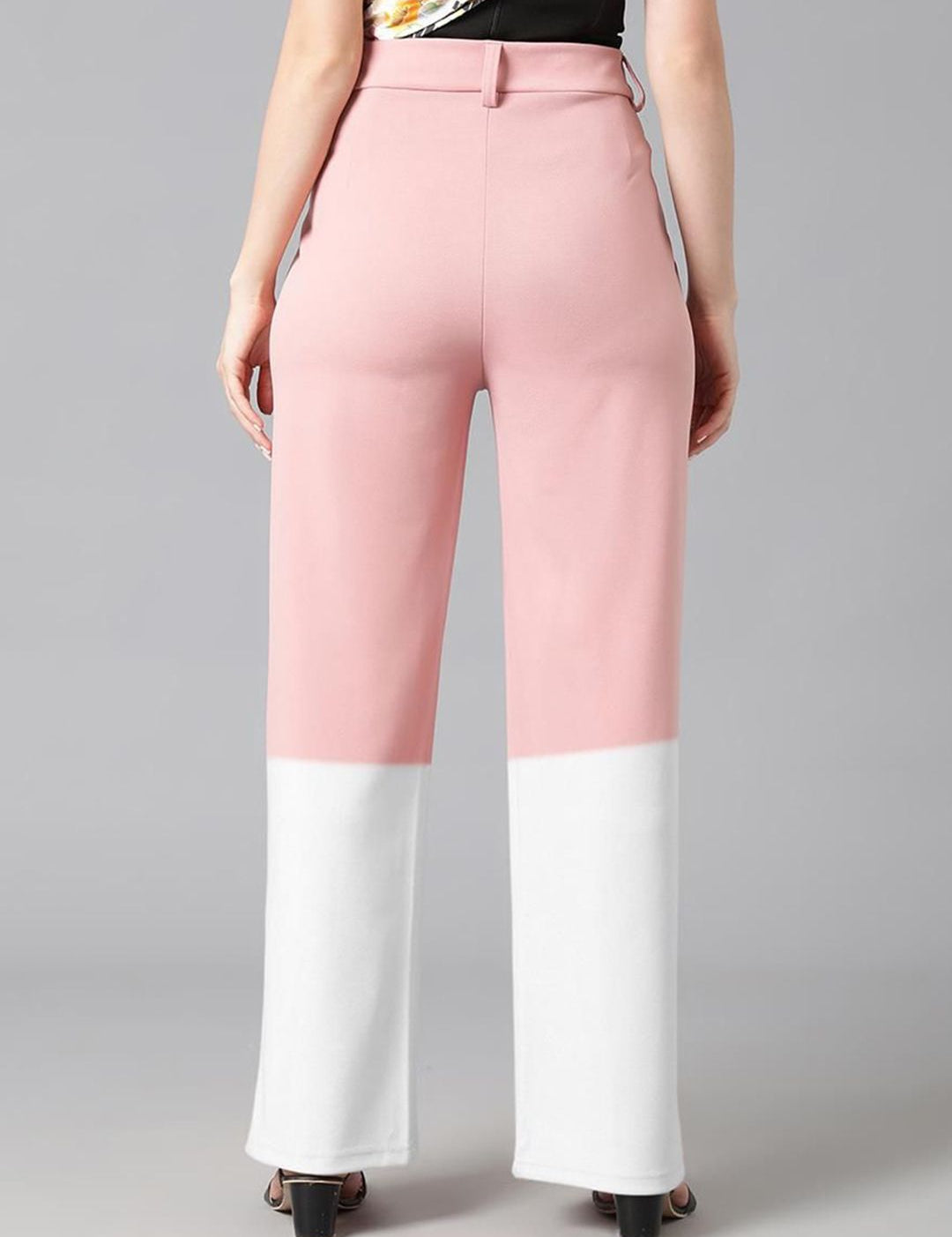 Kotty Women Solid Colourblocked High-Rise Easy Wash Trousers