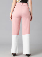 Kotty Women Solid Colourblocked High-Rise Easy Wash Trousers