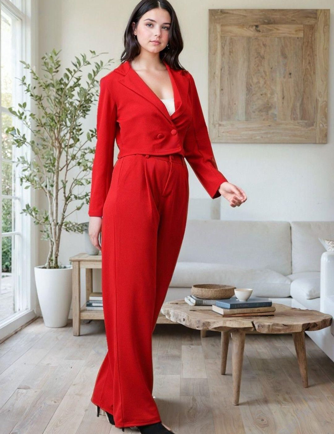 Kotty Lapel Collar Long Sleeves Coat With Trouser 