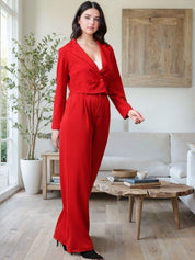 Kotty Lapel Collar Long Sleeves Coat With Trouser 