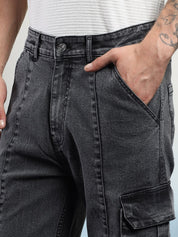 Kotty Men Straight Fit Low-Rise Wrinkle Free Pleated Cargos Trousers