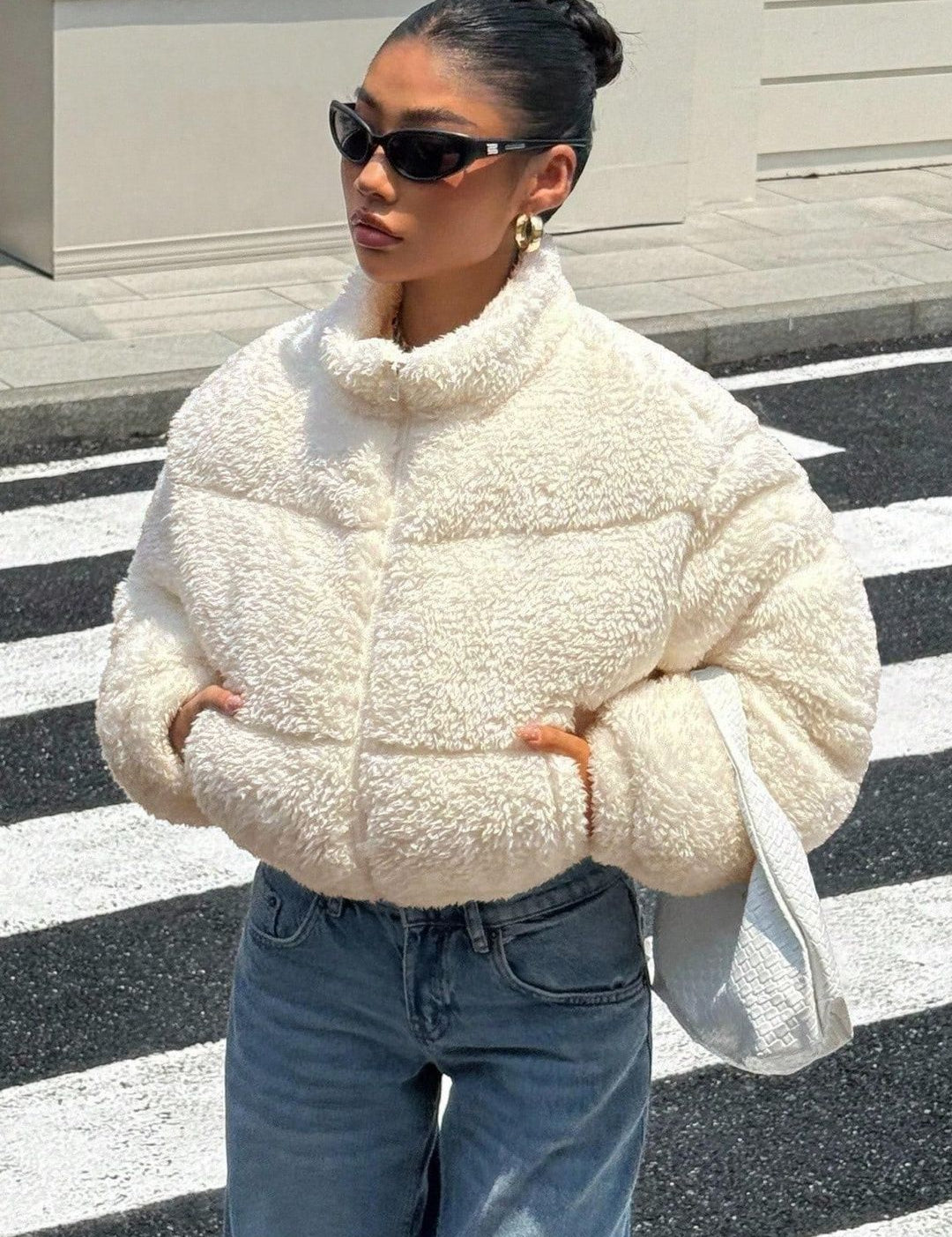 Kotty Women Woollen Crop Open Front Jacket